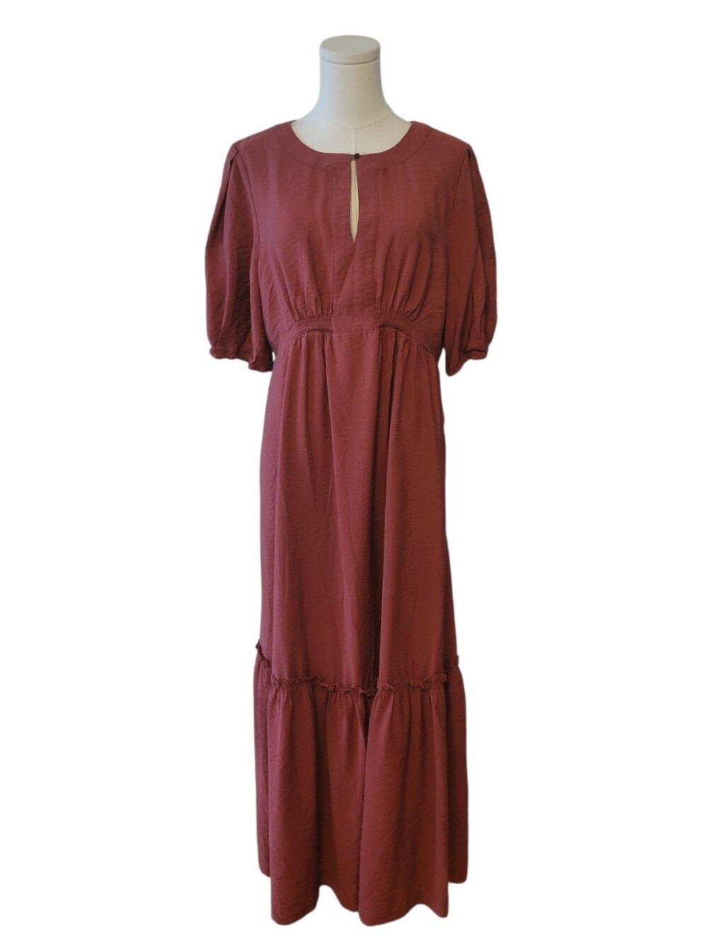 Maeve by Anthropologie Russet Red Tiered Maxi Dress Size Large - Picture 2 of 6